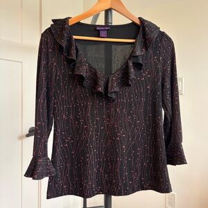 Y2K Black Ruffled Top Sz M